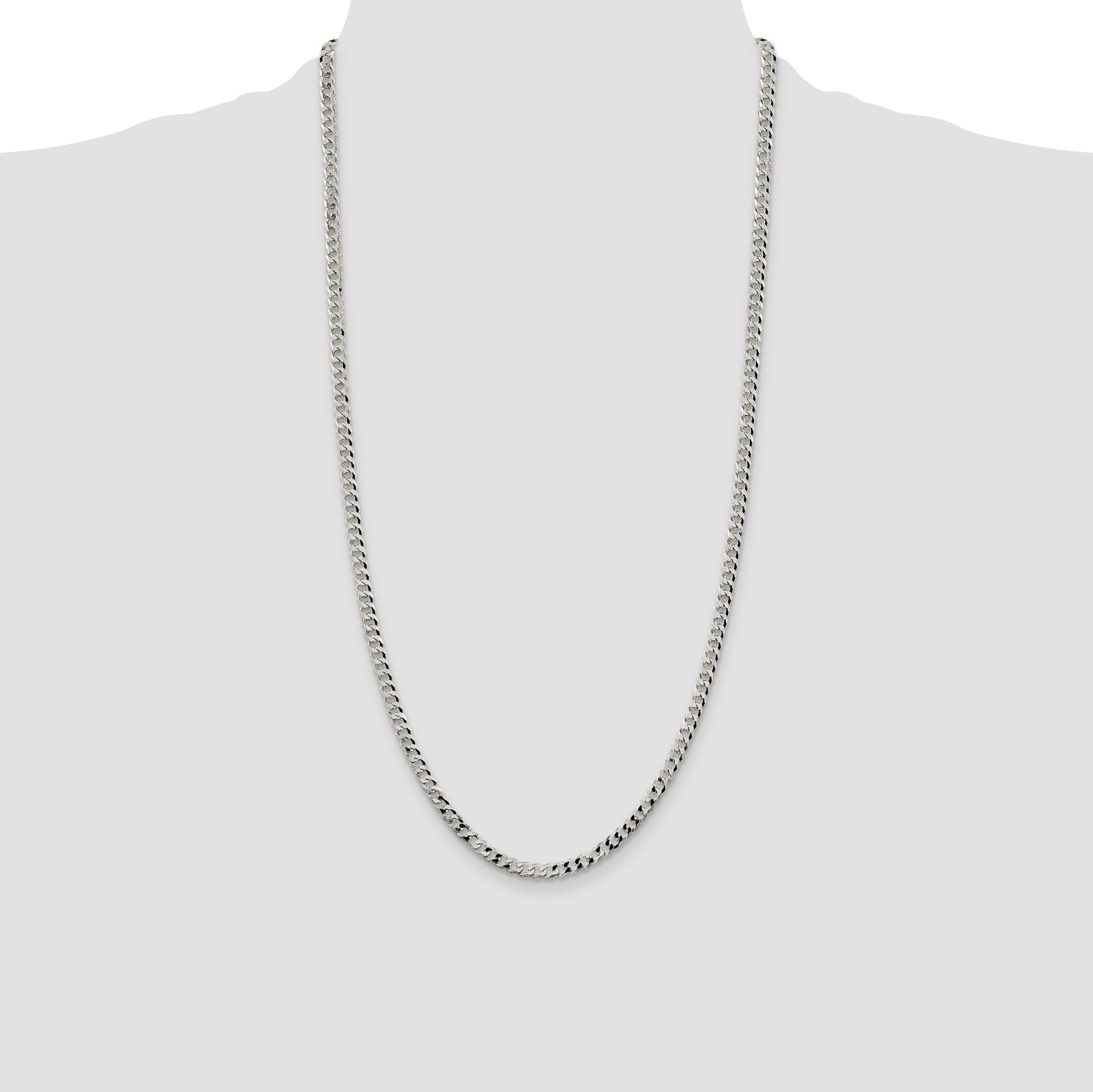 Sterling Silver 4mm Beveled Curb Chain