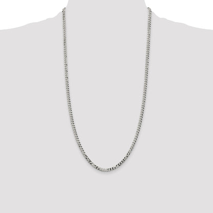 Sterling Silver 4mm Beveled Curb Chain