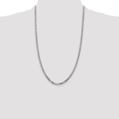 Sterling Silver Rhodium-plated 4mm Beveled Curb Chain