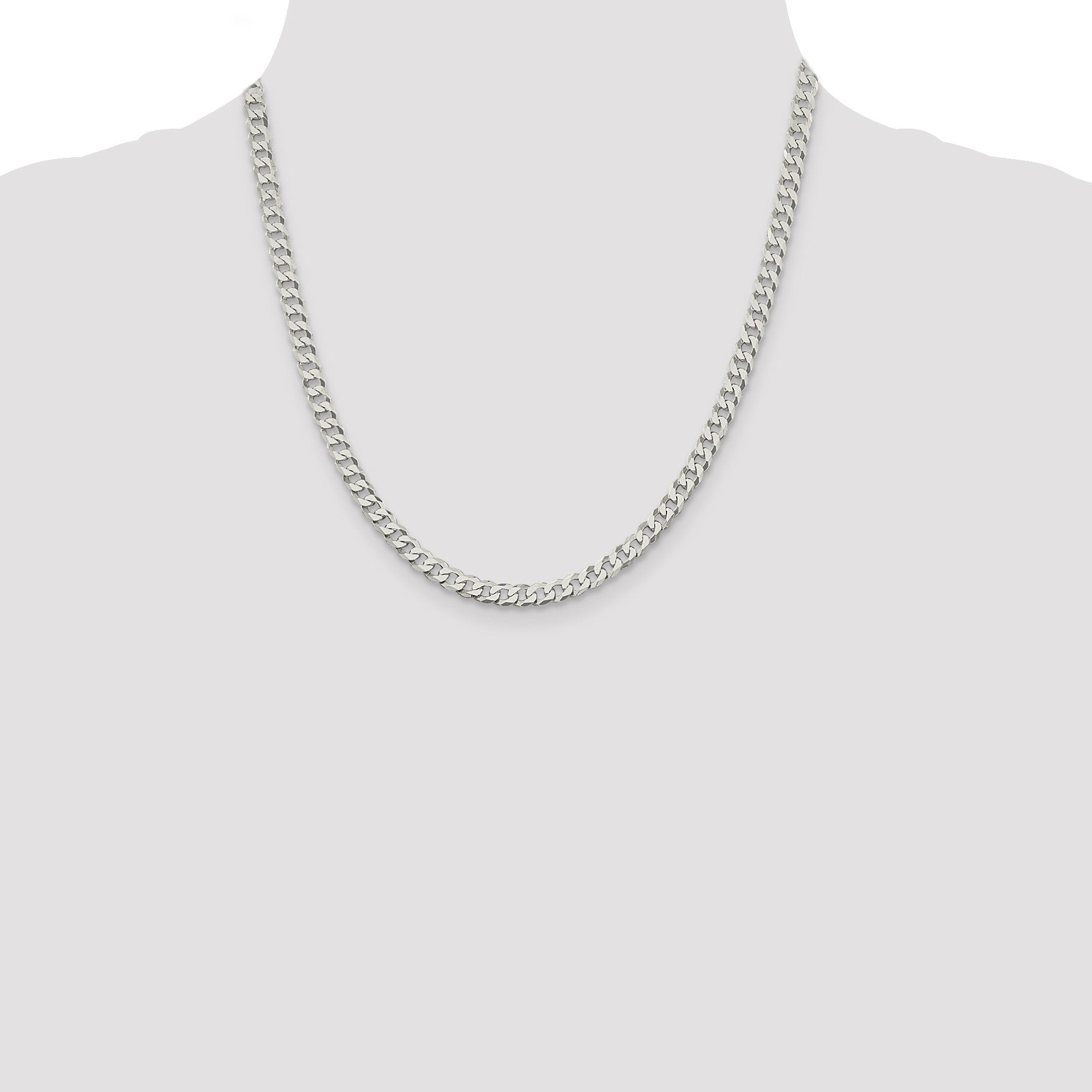 Sterling Silver 5mm Beveled Curb Chain