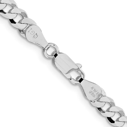 Sterling Silver Rhodium-plated 5mm Beveled Curb Chain