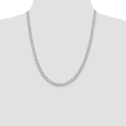Sterling Silver Rhodium-plated 5mm Beveled Curb Chain