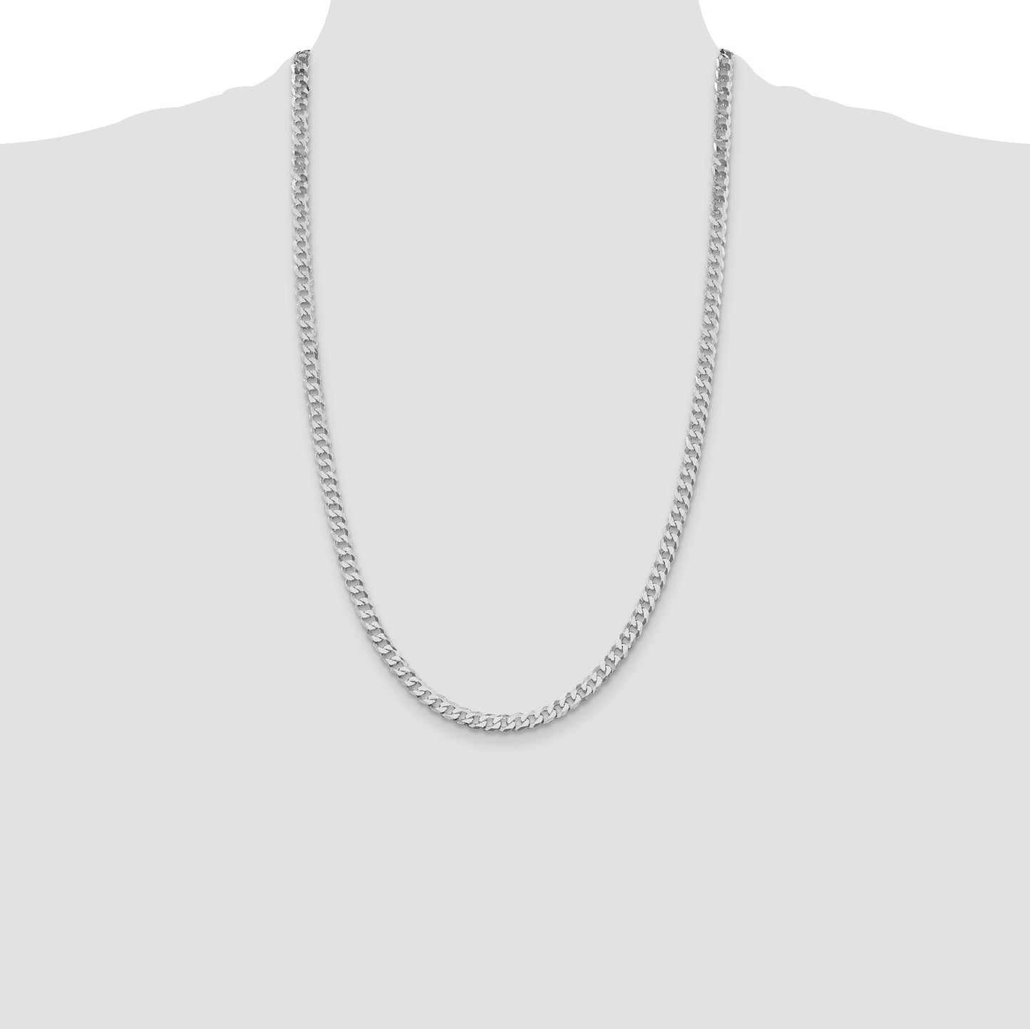 Sterling Silver Rhodium-plated 5mm Beveled Curb Chain