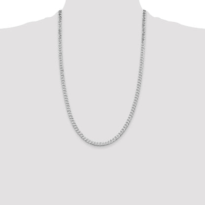 Sterling Silver Rhodium-plated 5mm Beveled Curb Chain
