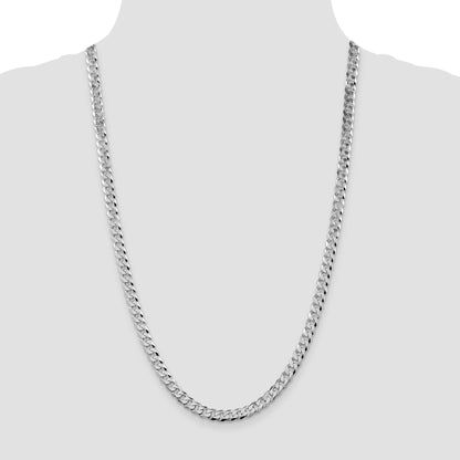 Sterling Silver Rhodium-plated 6mm Beveled Curb Chain