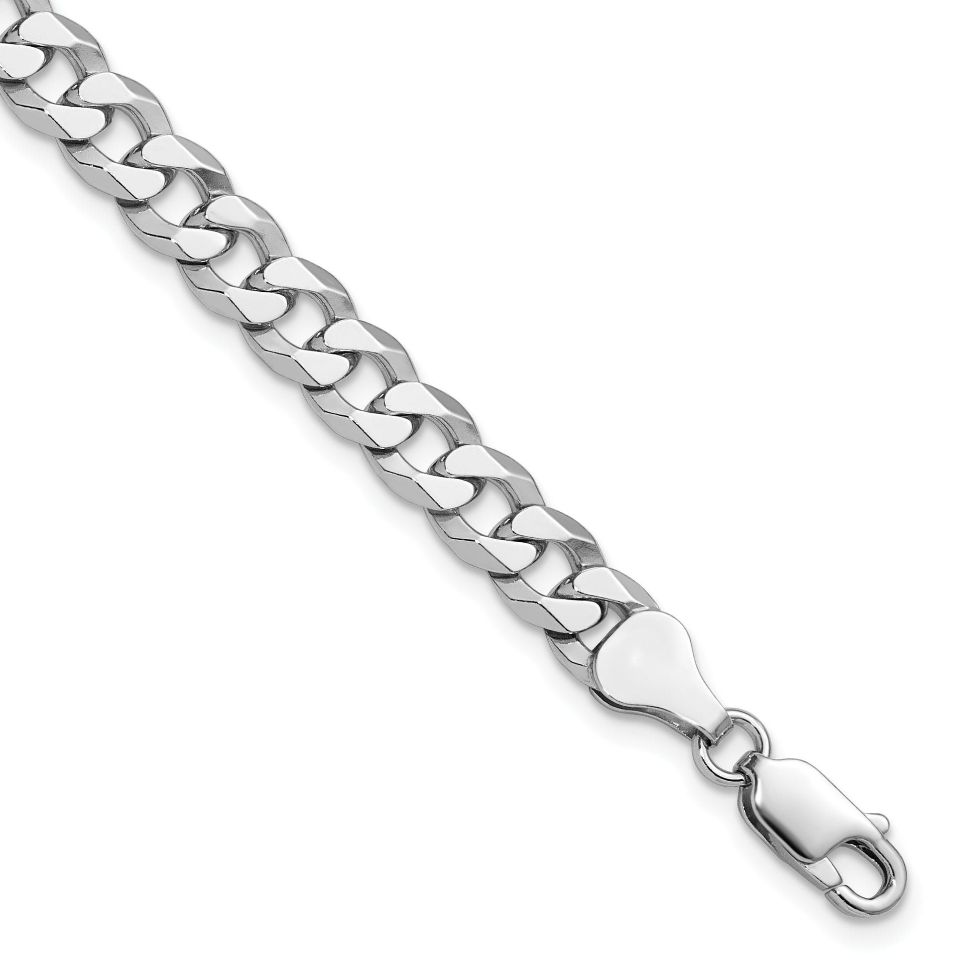 Sterling Silver Rhodium-plated 6mm Beveled Curb Chain