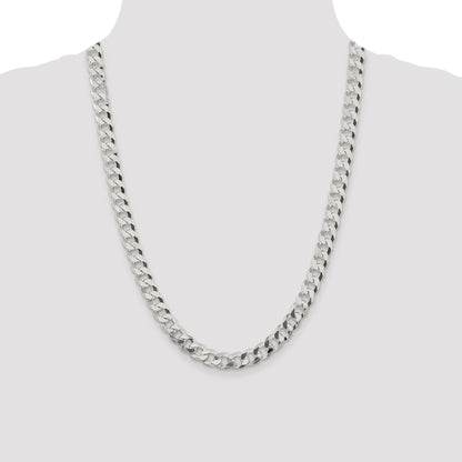 Sterling Silver 8.5mm Beveled Curb Chain
