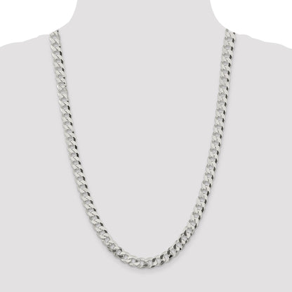 Sterling Silver 8.5mm Beveled Curb Chain