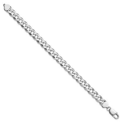 Sterling Silver Rhodium-plated 8.5mm Beveled Curb Chain