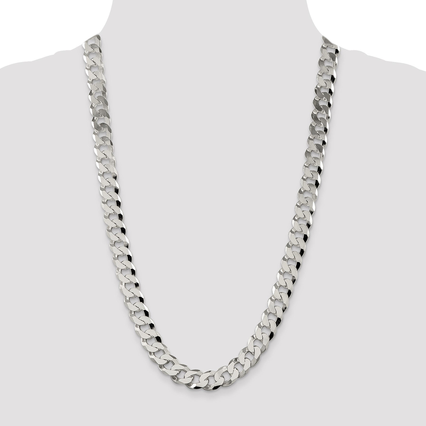Sterling Silver 12.3mm Beveled Curb Chain