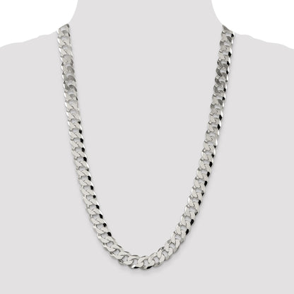 Sterling Silver 12.3mm Beveled Curb Chain