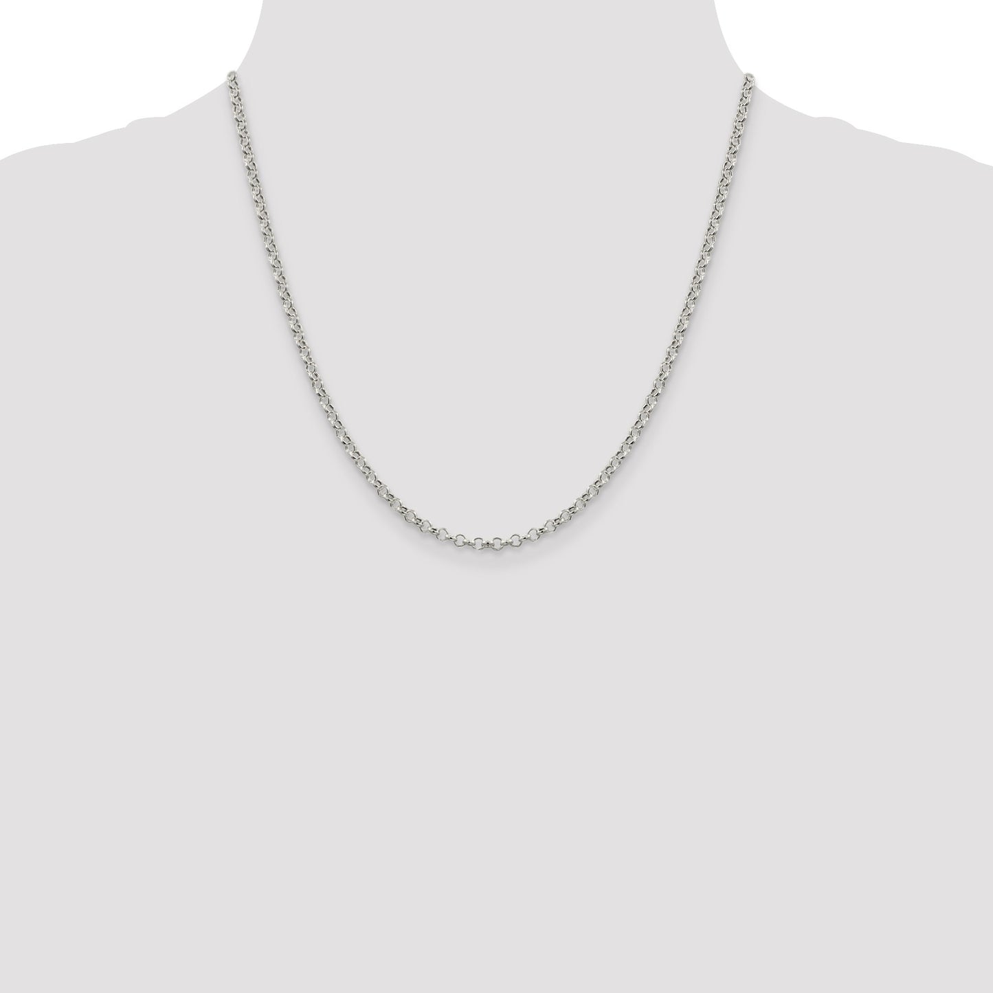 Sterling Silver 3mm Semi-solid Rolo Chain