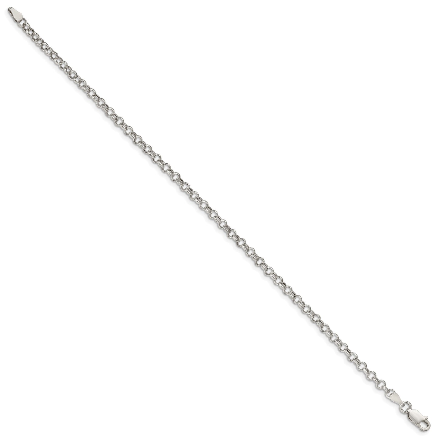 Sterling Silver 3mm Semi-solid Rolo Chain