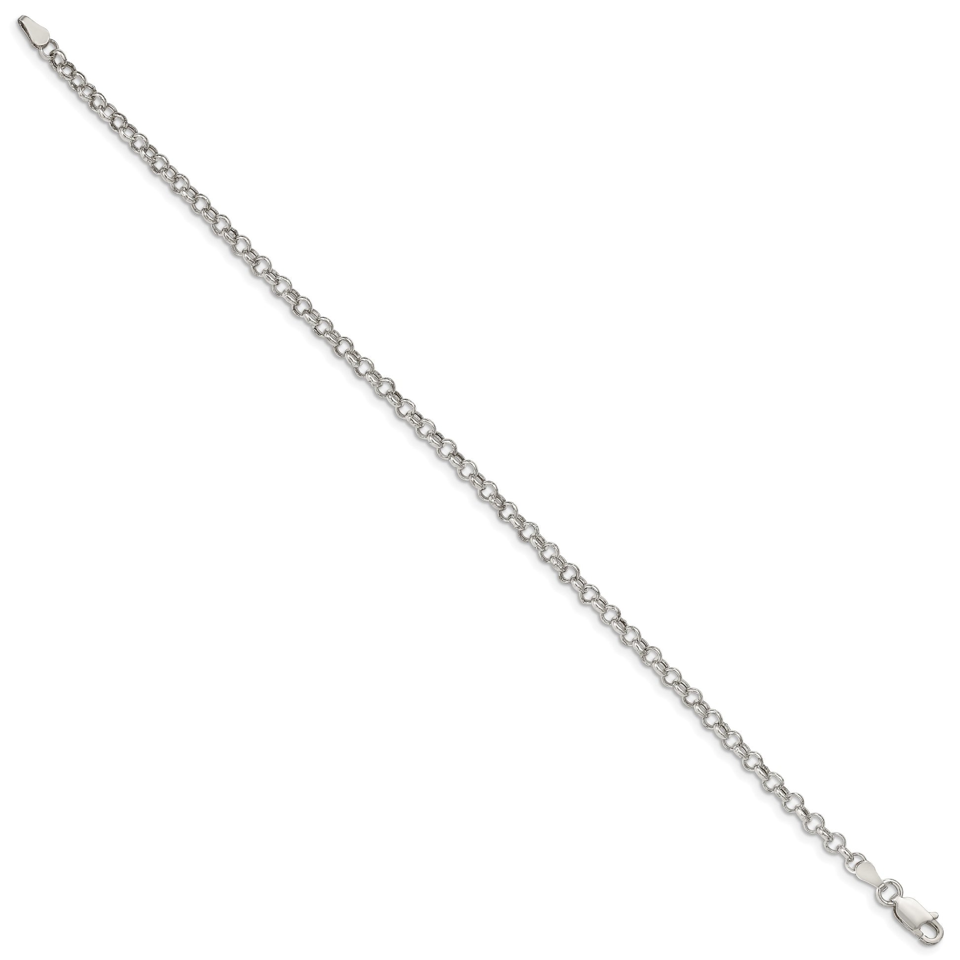 Sterling Silver 3mm Semi-solid Rolo Chain