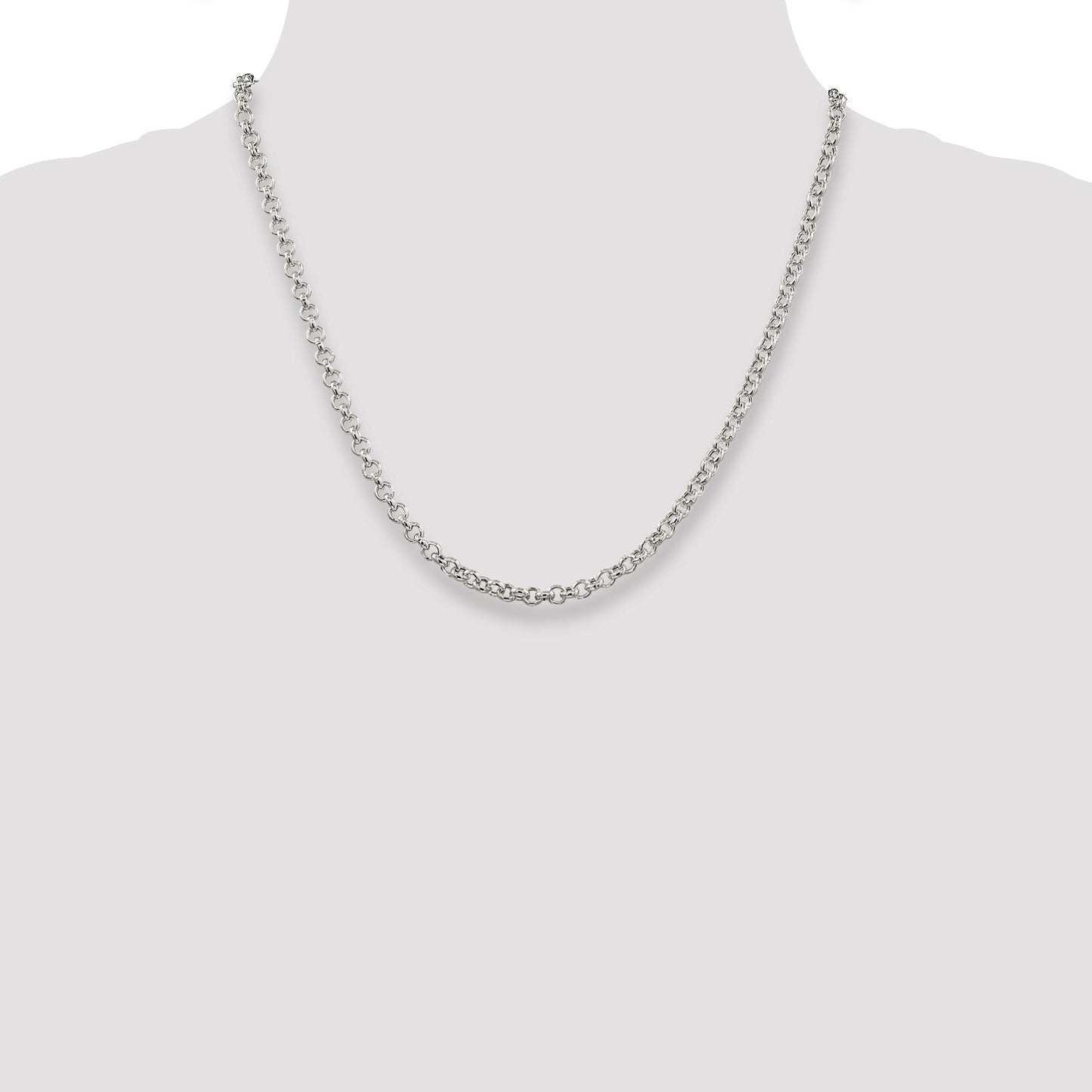 Sterling Silver 4.25mm Semi-solid Rolo Chain