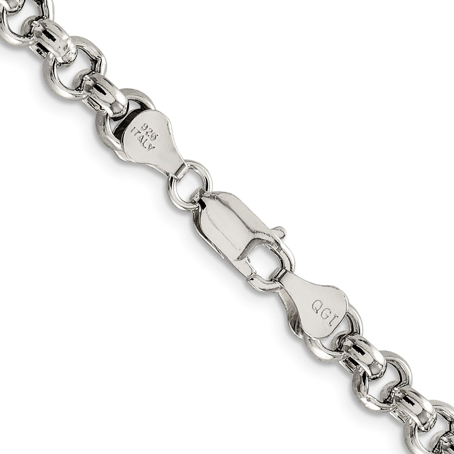 Sterling Silver 6.5mm Semi-solid Rolo Chain