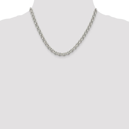 Sterling Silver 6.5mm Semi-solid Rolo Chain