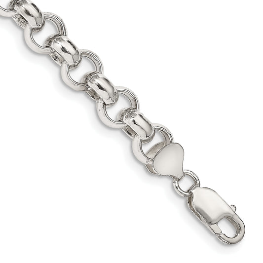 Sterling Silver 9.5mm Semi-solid Rolo Chain