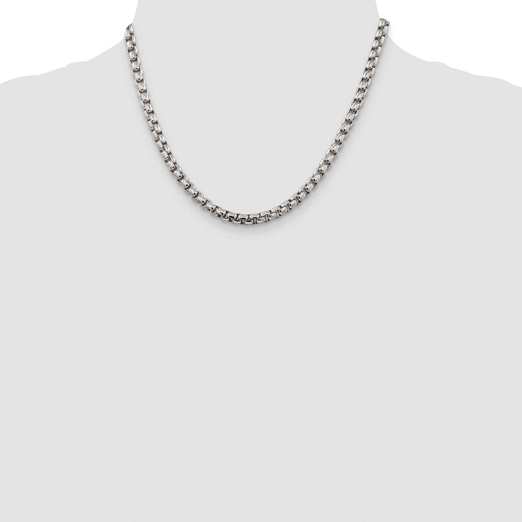 Sterling Silver Rhodium-plated 5.2mm Round Box Chain