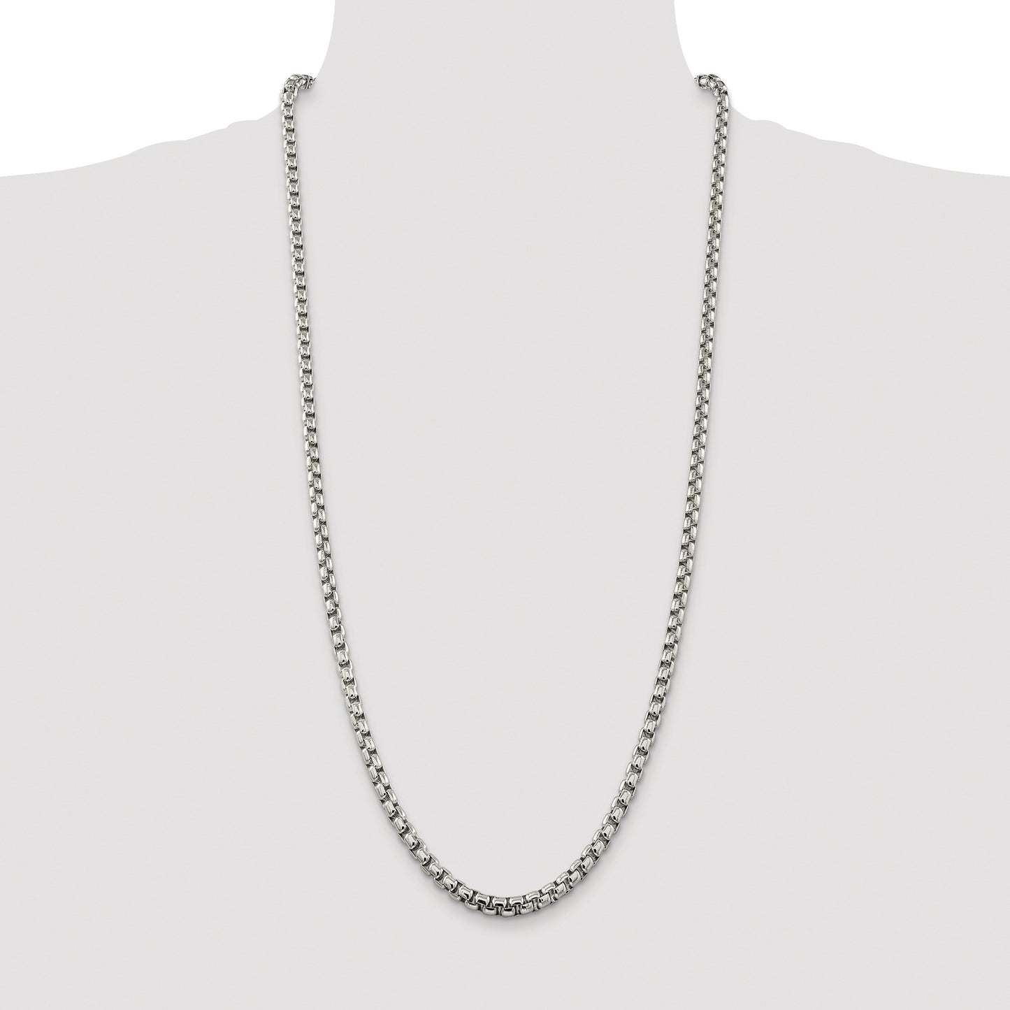 Sterling Silver Rhodium-plated 5.2mm Round Box Chain