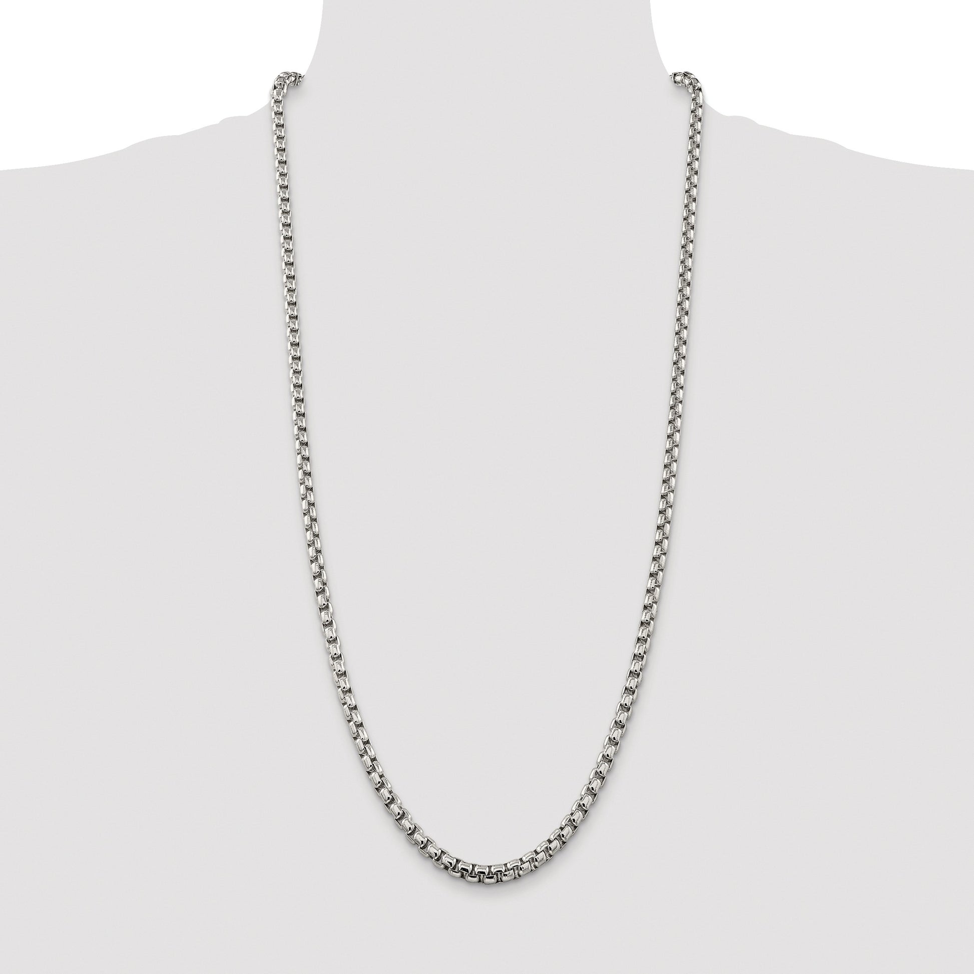 Sterling Silver Rhodium-plated 5.2mm Round Box Chain