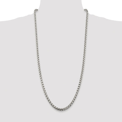 Sterling Silver Rhodium-plated 5.2mm Round Box Chain