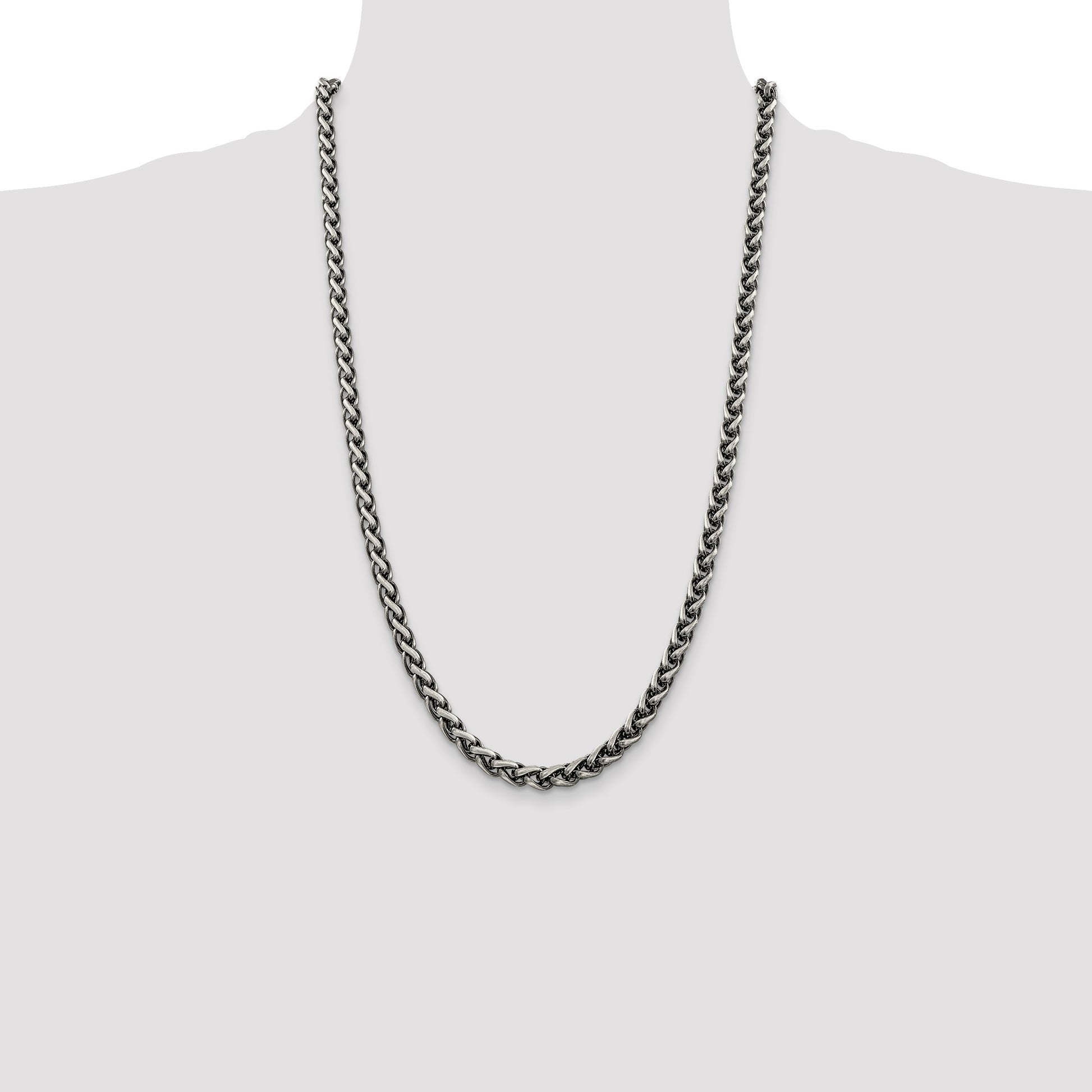 Sterling Silver Antiqued 6mm Round Spiga Chain