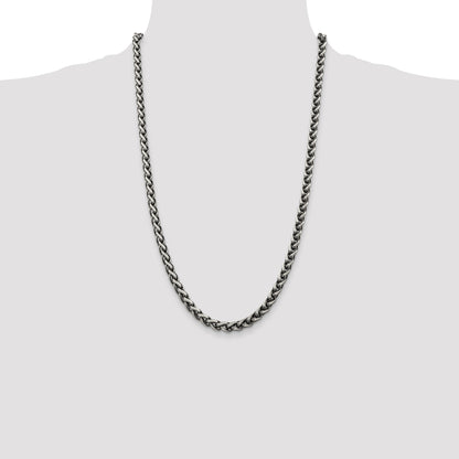 Sterling Silver Antiqued 6mm Round Spiga Chain