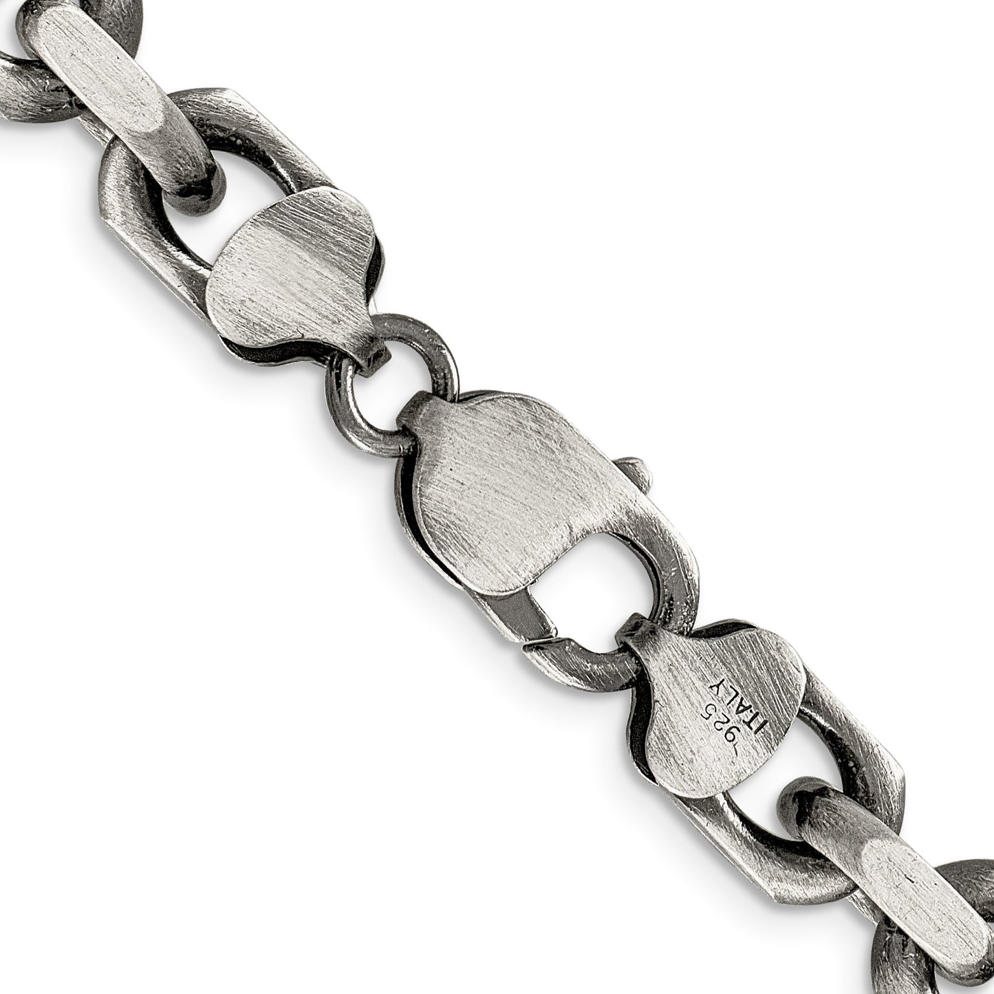 Sterling Silver Antiqued 8.6mm D/C Elongated Open Link Chain