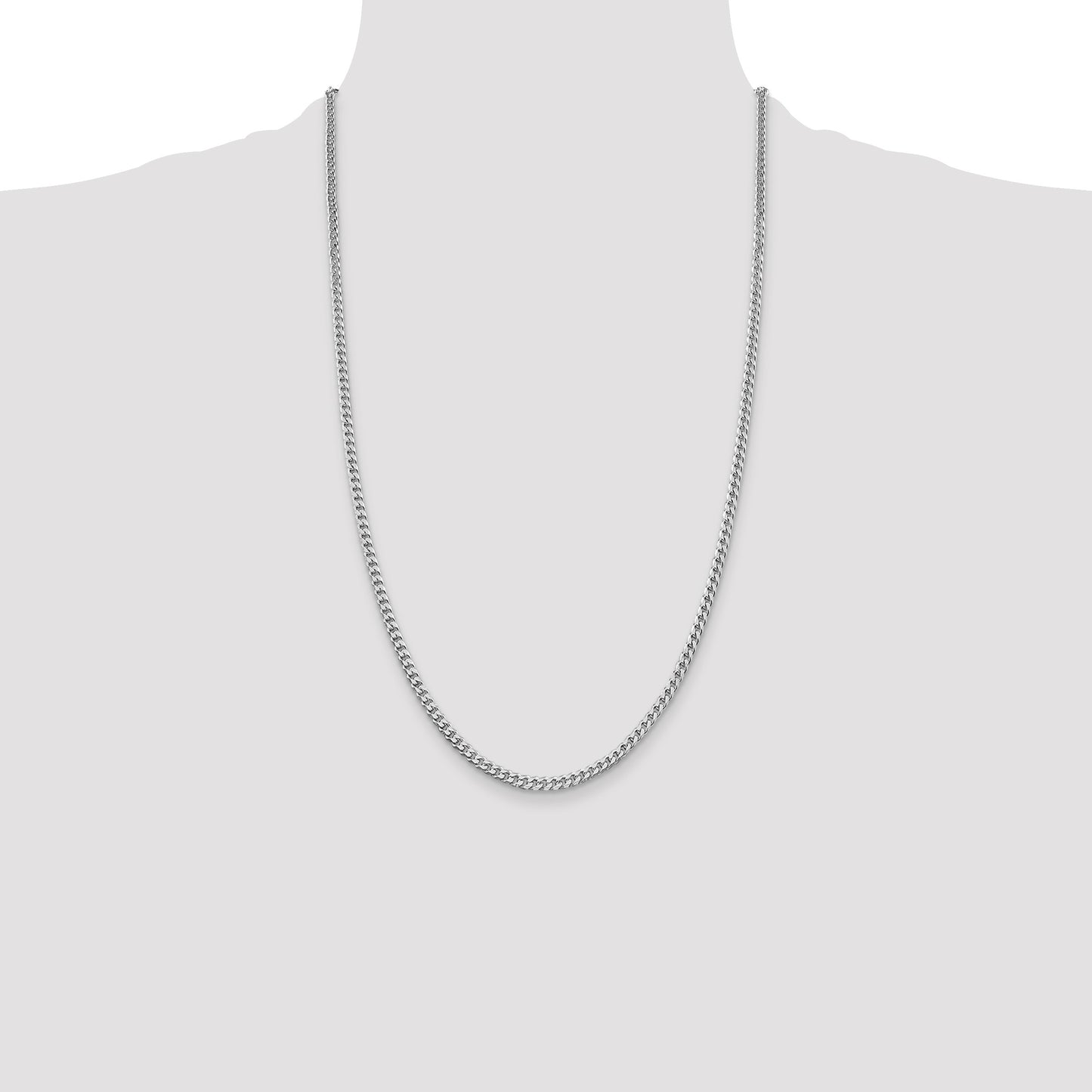 Sterling Silver Rhodium-plated Polished 3.15mm Curb Chain