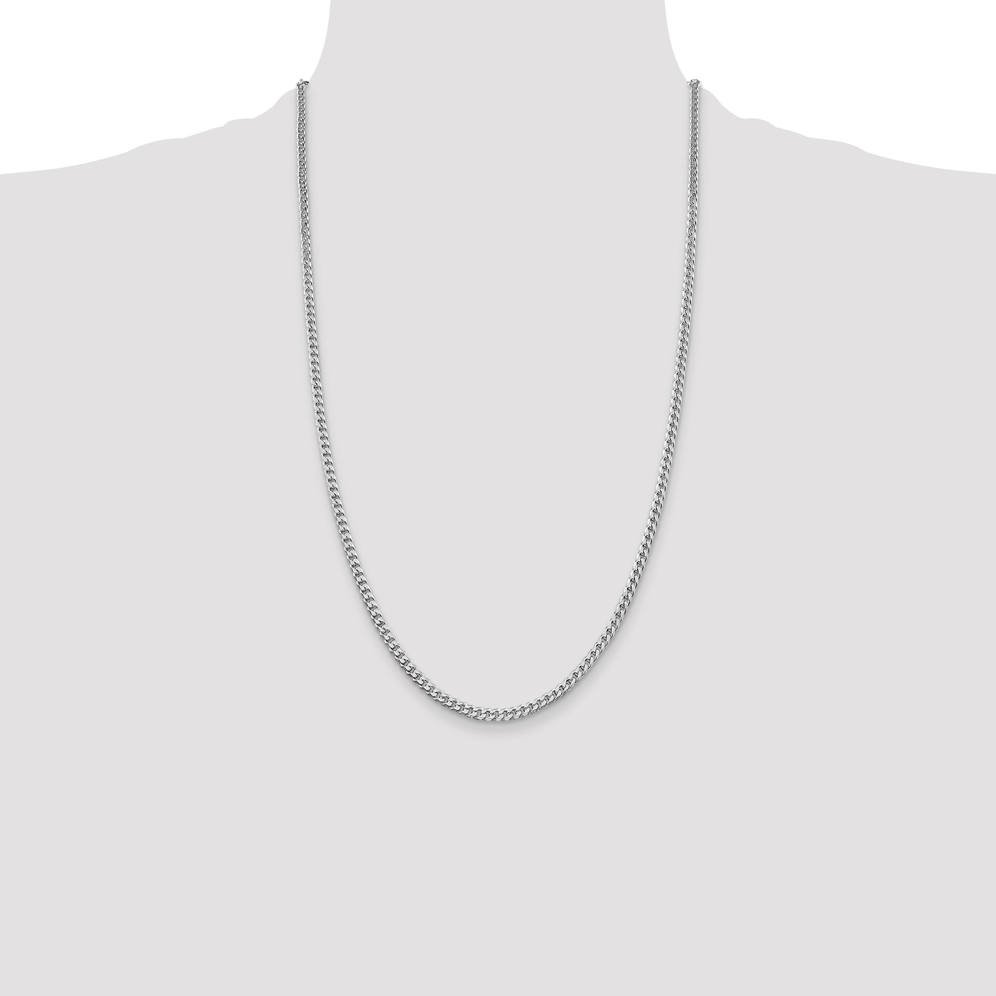 Sterling Silver Rhodium-plated Polished 3.15mm Curb Chain