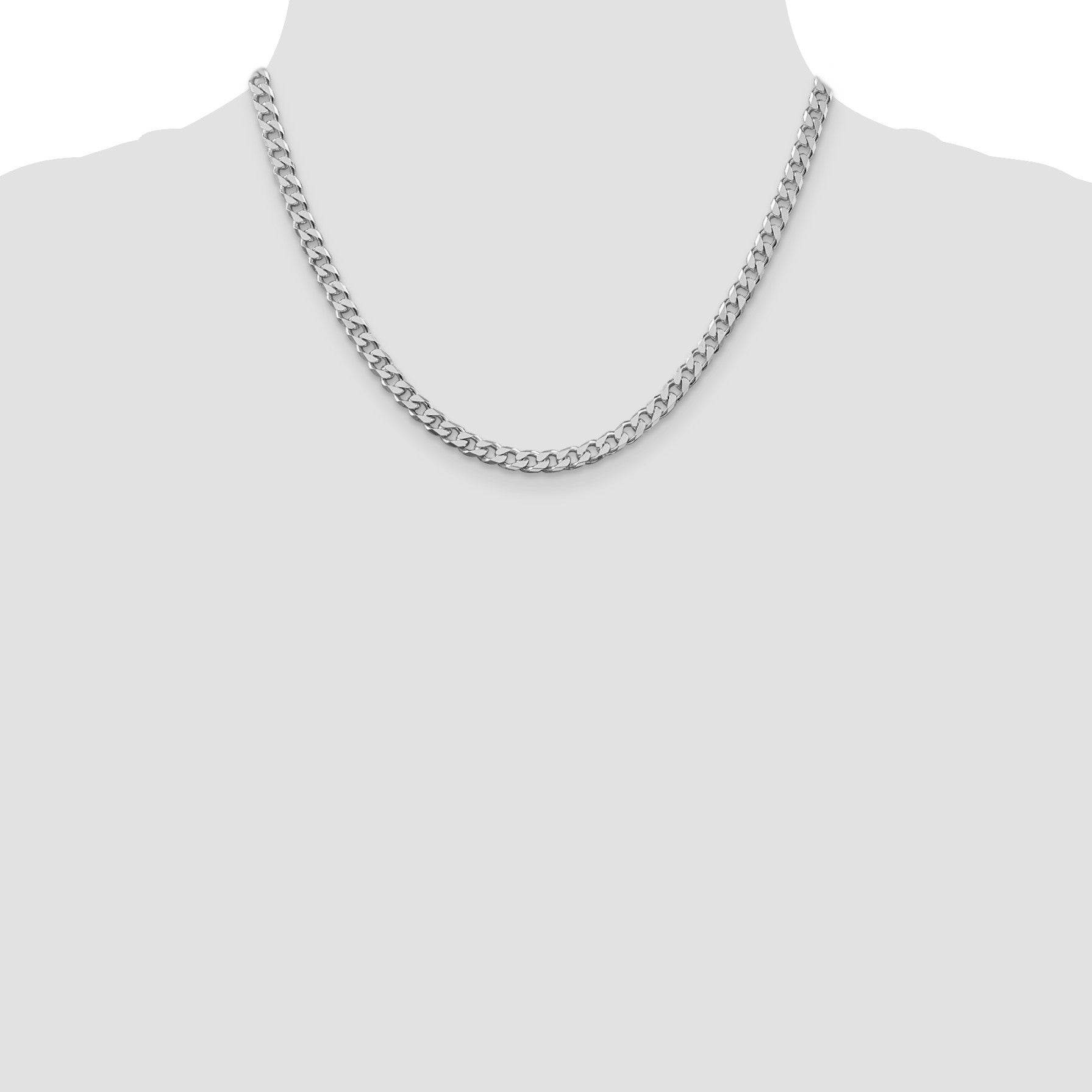 Sterling Silver Rhodium-plated Polished 5mm Curb Chain