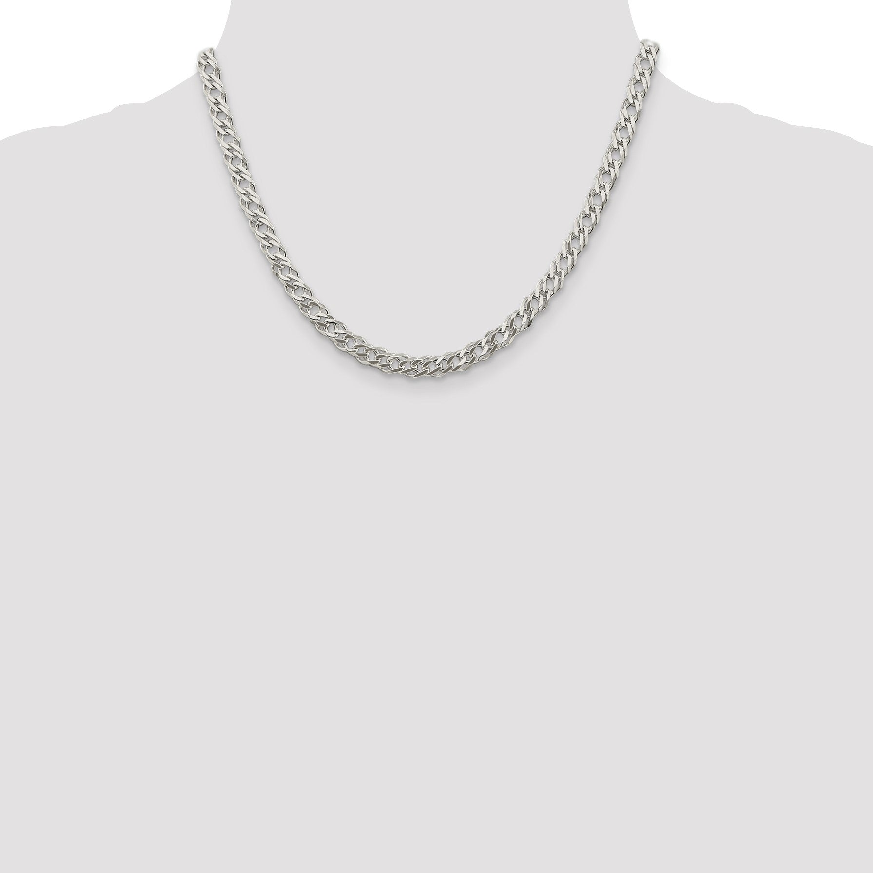 Sterling Silver 5.65mm 6 Side D/C Flat Double Curb Chain