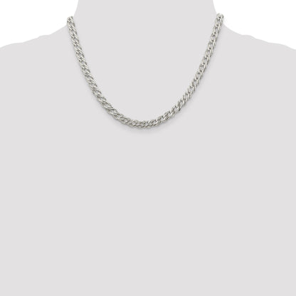 Sterling Silver 5.65mm 6 Side D/C Flat Double Curb Chain