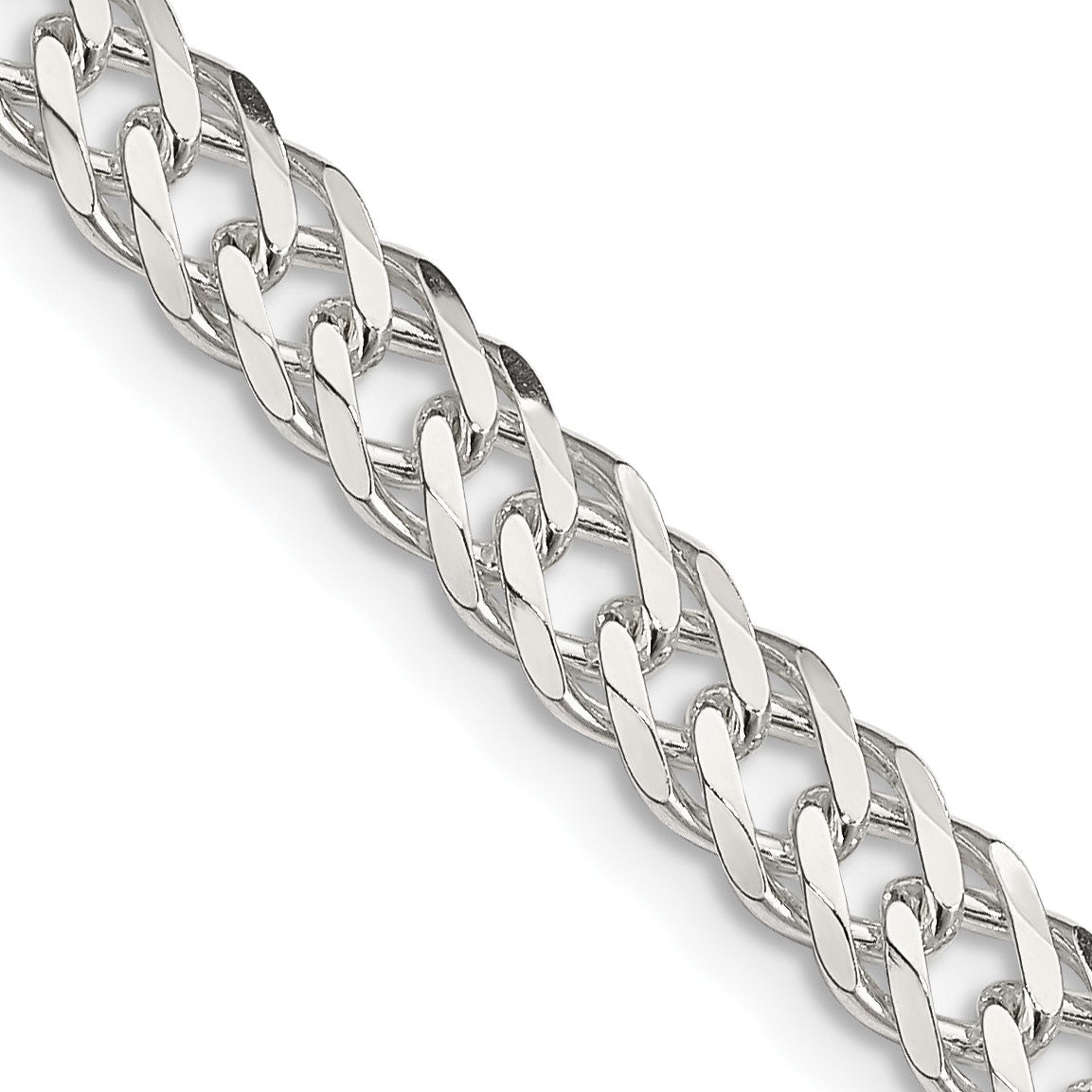 Sterling Silver 5.65mm 6 Side D/C Flat Double Curb Chain