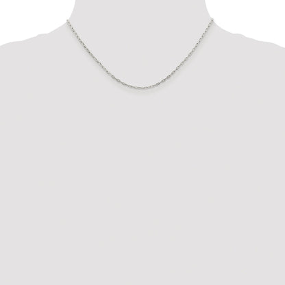 Sterling Silver Rhodium-plated 1.75mm Elongated Open Link Chain