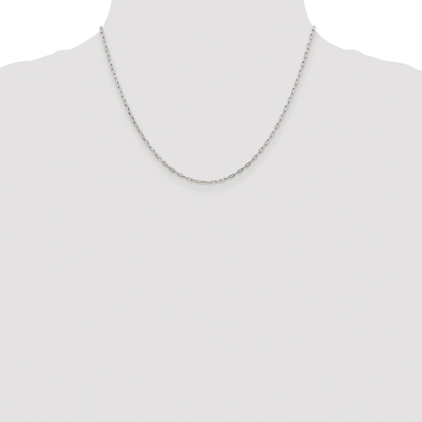 Sterling Silver Rhodium-plated 1.75mm Elongated Open Link Chain