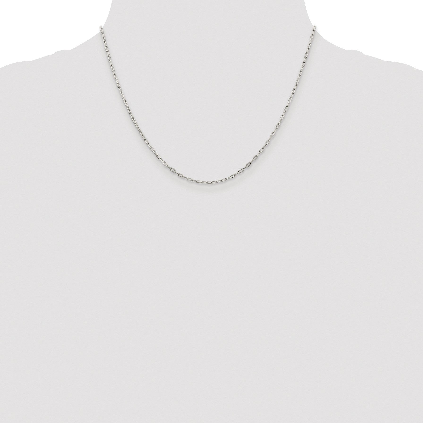 Sterling Silver Rhodium-plated 1.75mm Elongated Open Link Chain