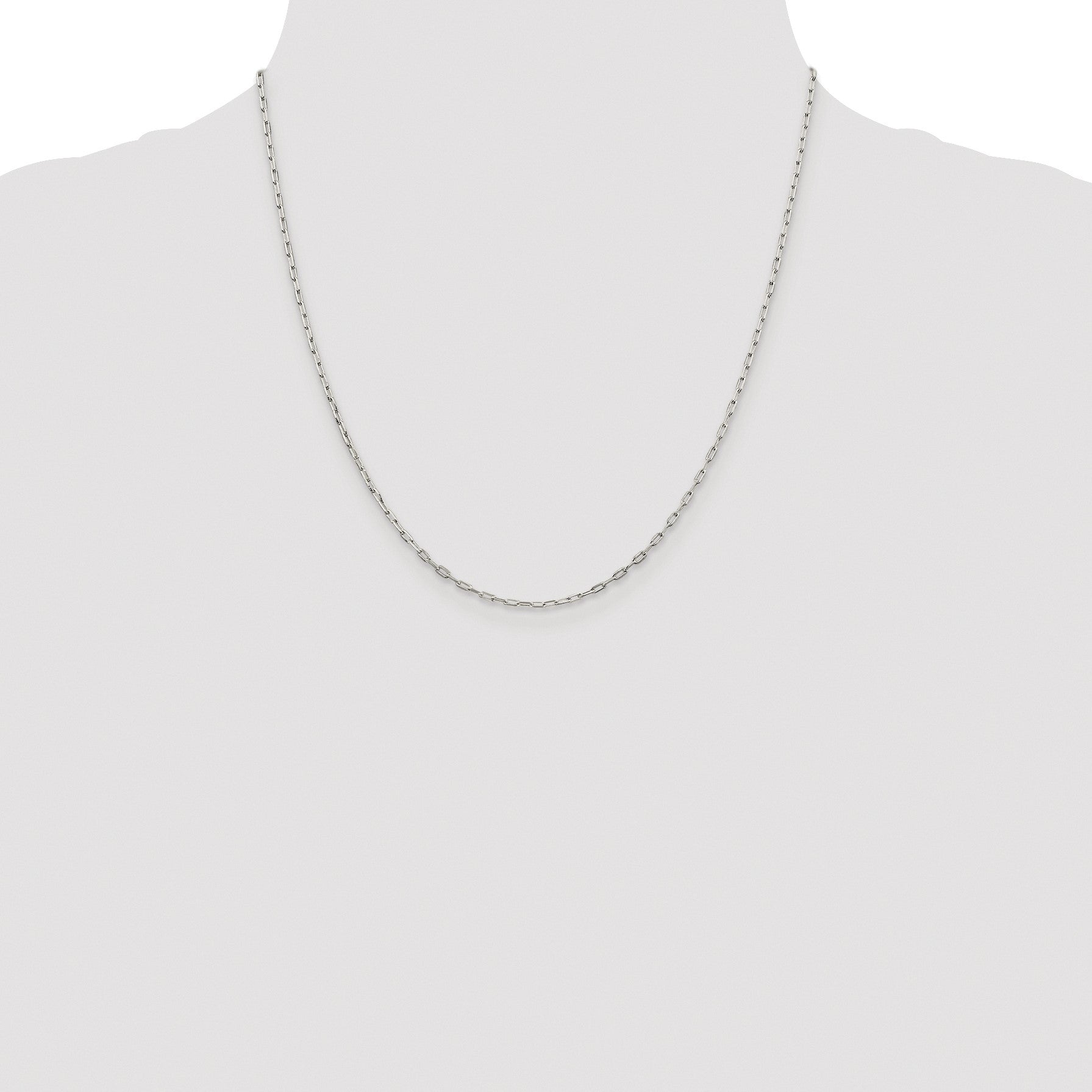 Sterling Silver Rhodium-plated 1.75mm Elongated Open Link Chain