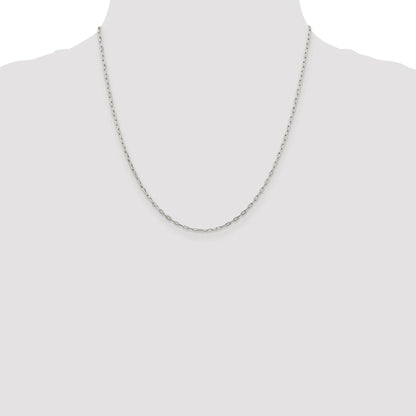 Sterling Silver Rhodium-plated 1.75mm Elongated Open Link Chain