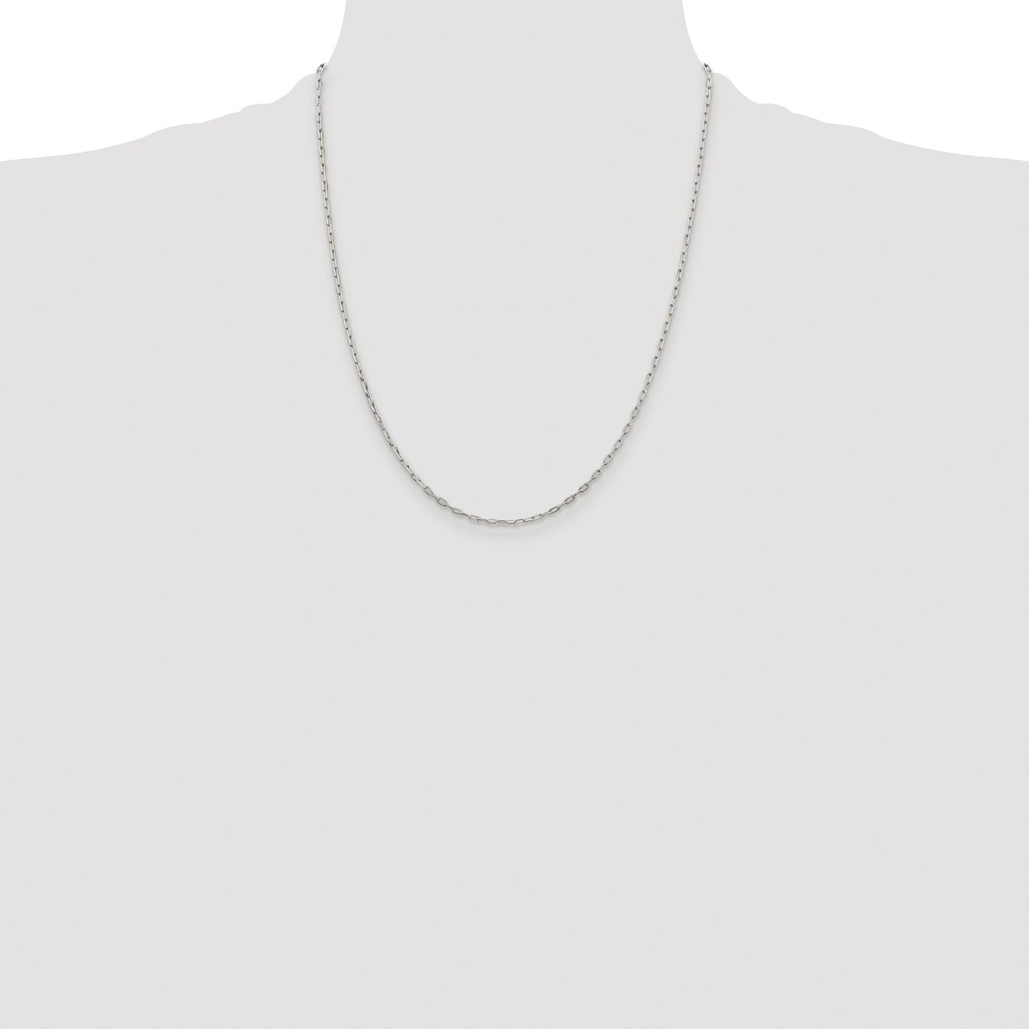 Sterling Silver Rhodium-plated 1.75mm Elongated Open Link Chain