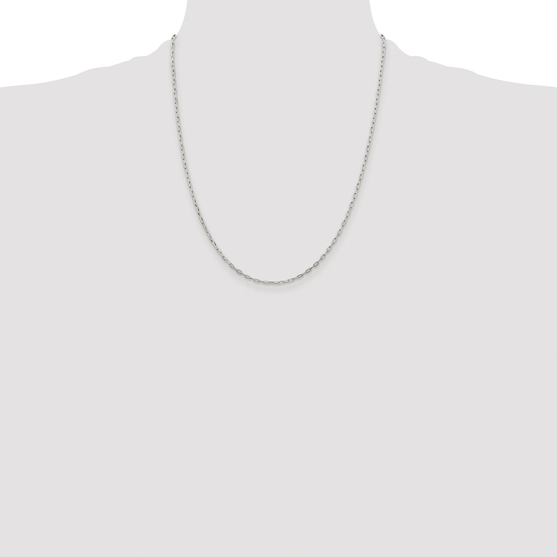 Sterling Silver Rhodium-plated 1.75mm Elongated Open Link Chain