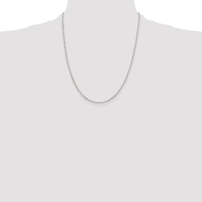 Sterling Silver Rhodium-plated 1.75mm Elongated Open Link Chain