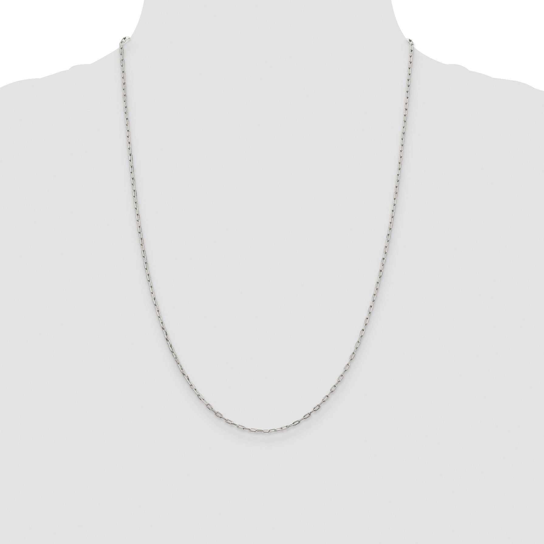 Sterling Silver Rhodium-plated 1.75mm Elongated Open Link Chain