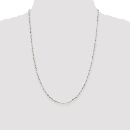 Sterling Silver Rhodium-plated 1.75mm Elongated Open Link Chain