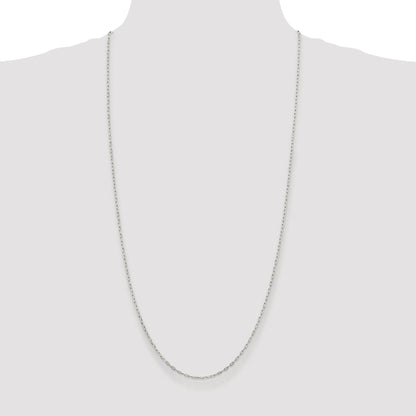 Sterling Silver Rhodium-plated 1.75mm Elongated Open Link Chain
