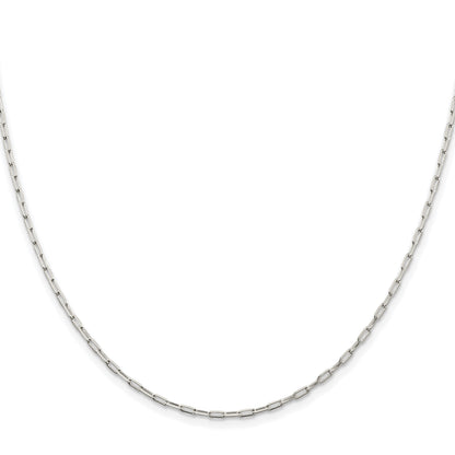 Sterling Silver Rhodium-plated 2mm Elongated Open Link Chain