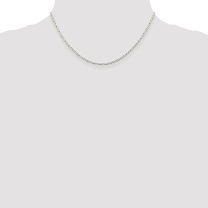 Sterling Silver Rhodium-plated 2mm Elongated Open Link Chain