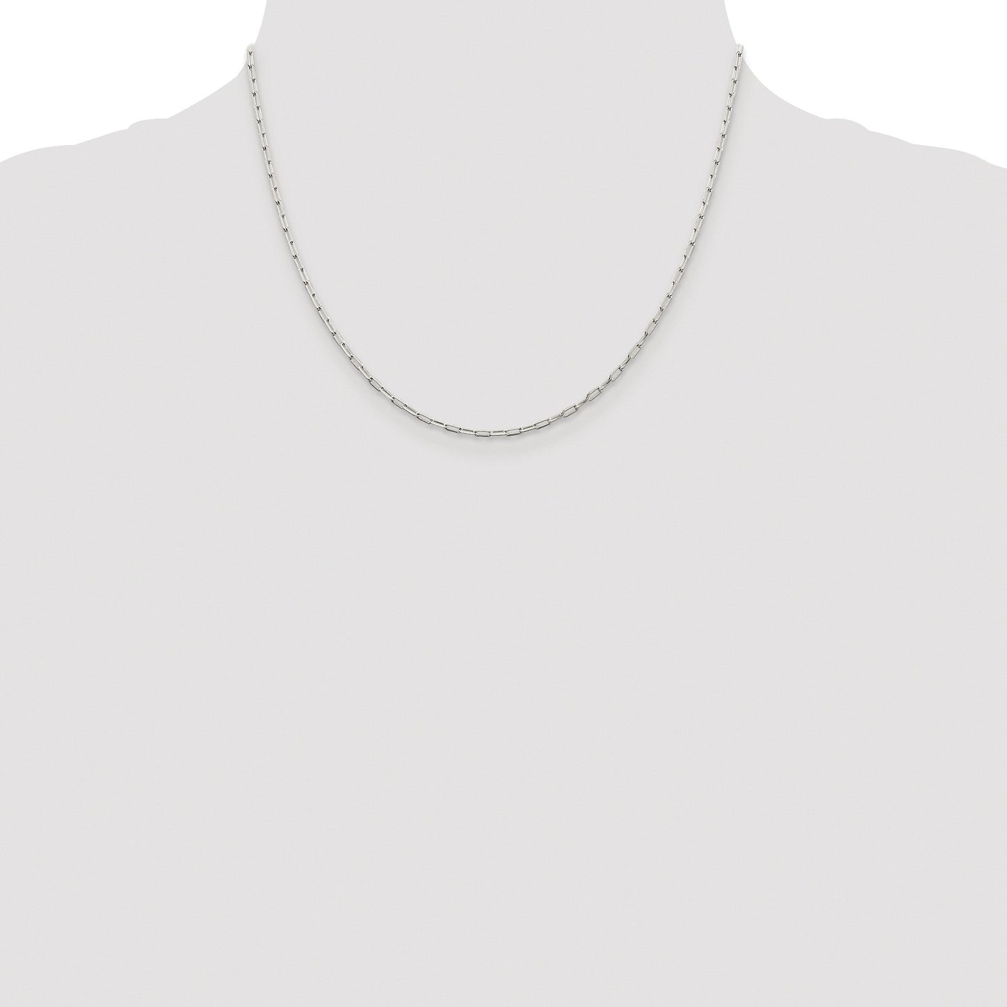 Sterling Silver Rhodium-plated 2mm Elongated Open Link Chain