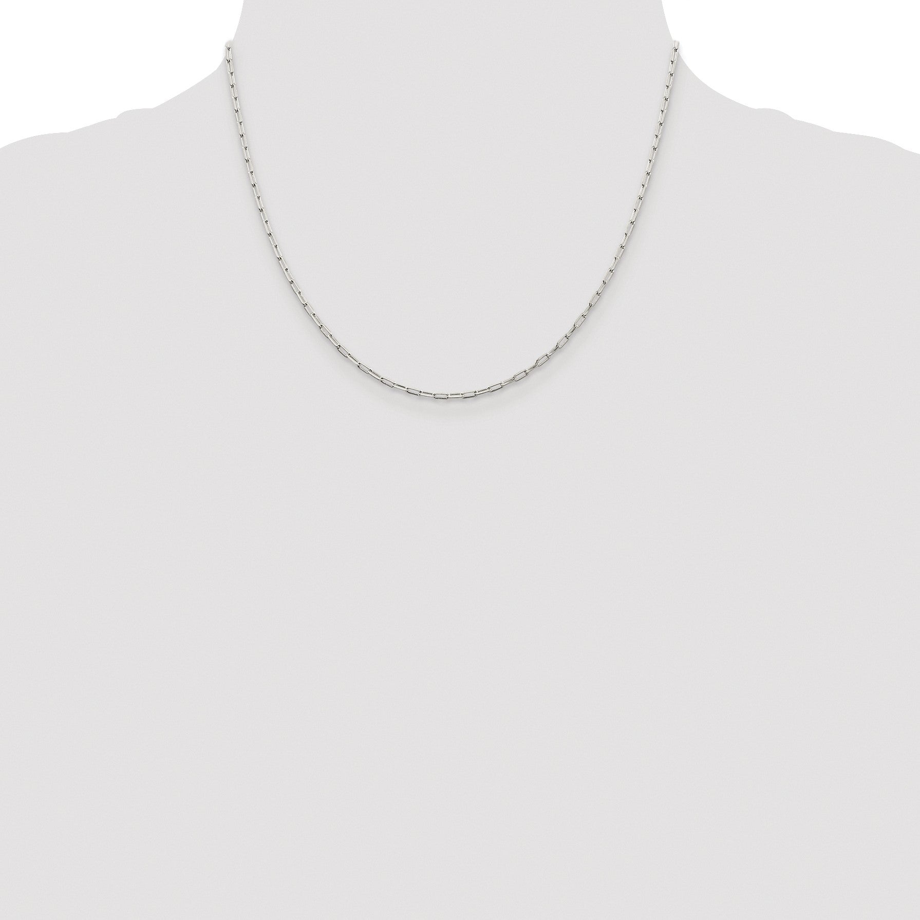 Sterling Silver Rhodium-plated 2mm Elongated Open Link Chain